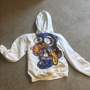 Gildan White Cartoon Graphic Hoodie Sweatshirt